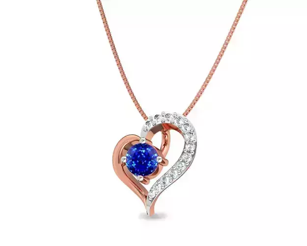 Heart Shaped Rose Gold Pendant With Sapphire 5