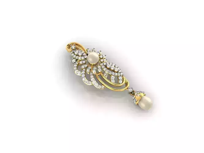 Gold Pendant With Diamonds and Pearl 1