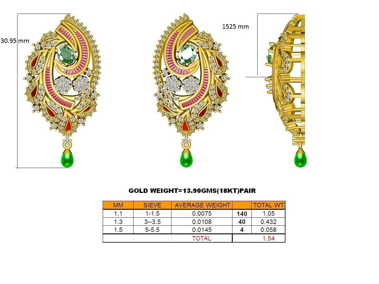 Gold Pendant With Gem and Pearl 3D print model_3
