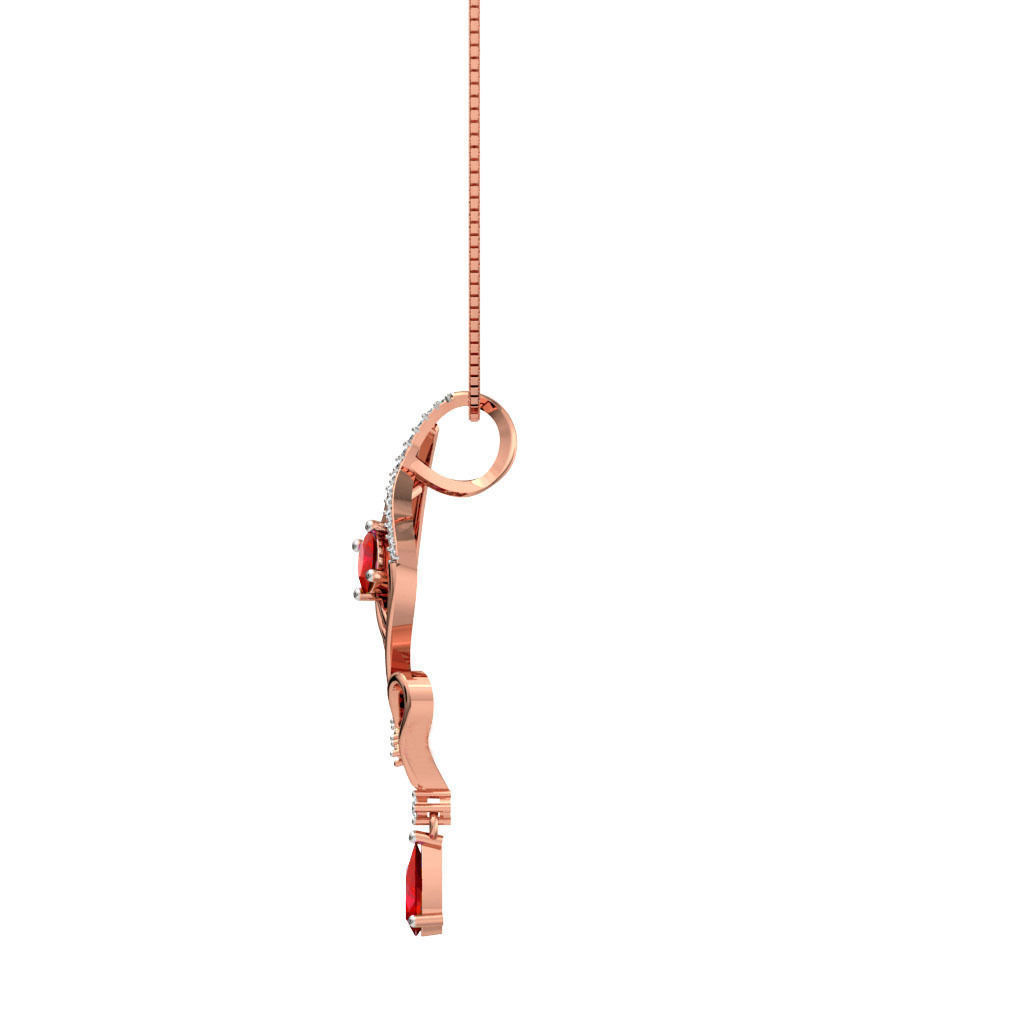 Heart Shaped Rose Gold Pendant With Ruby 4 3D print model_3