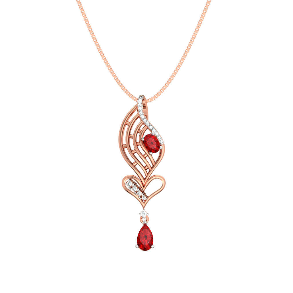 Heart Shaped Rose Gold Pendant With Ruby 4 3D print model_6