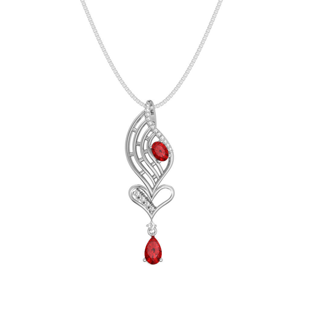 Heart Shaped Rose Gold Pendant With Ruby 4 3D print model_7