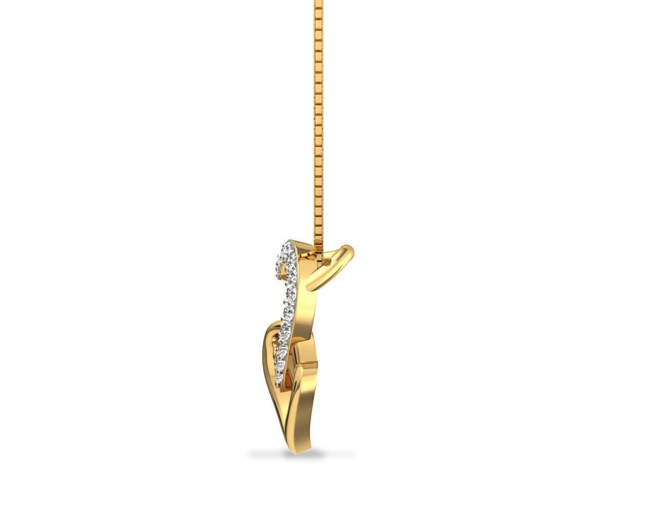 Heart Shaped Gold Pendant With Diamonds 1 3D print model_2