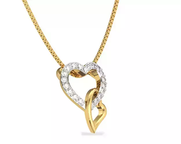 Heart Shaped Gold Pendant With Diamonds 1 3D print model