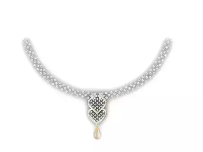 Necklace With Diamonds and Pearl