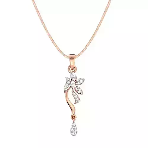 Floral Rose Gold Pendant With Diamonds