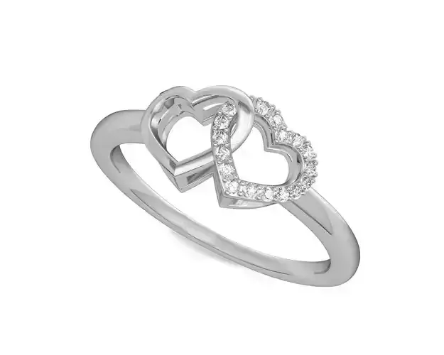 Heart Shaped Silver Ring With Diamonds 6