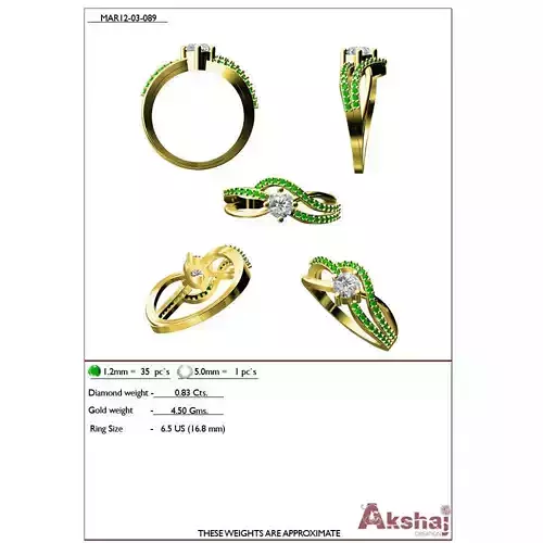Criss Cross Gold Ring With Gemstones 3D print model
