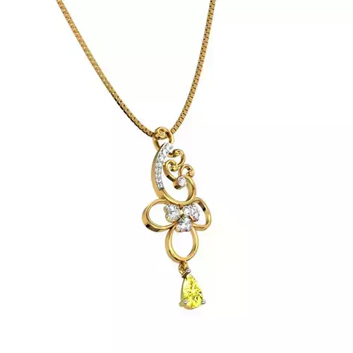 Floral Gold Pendant With Gem 1