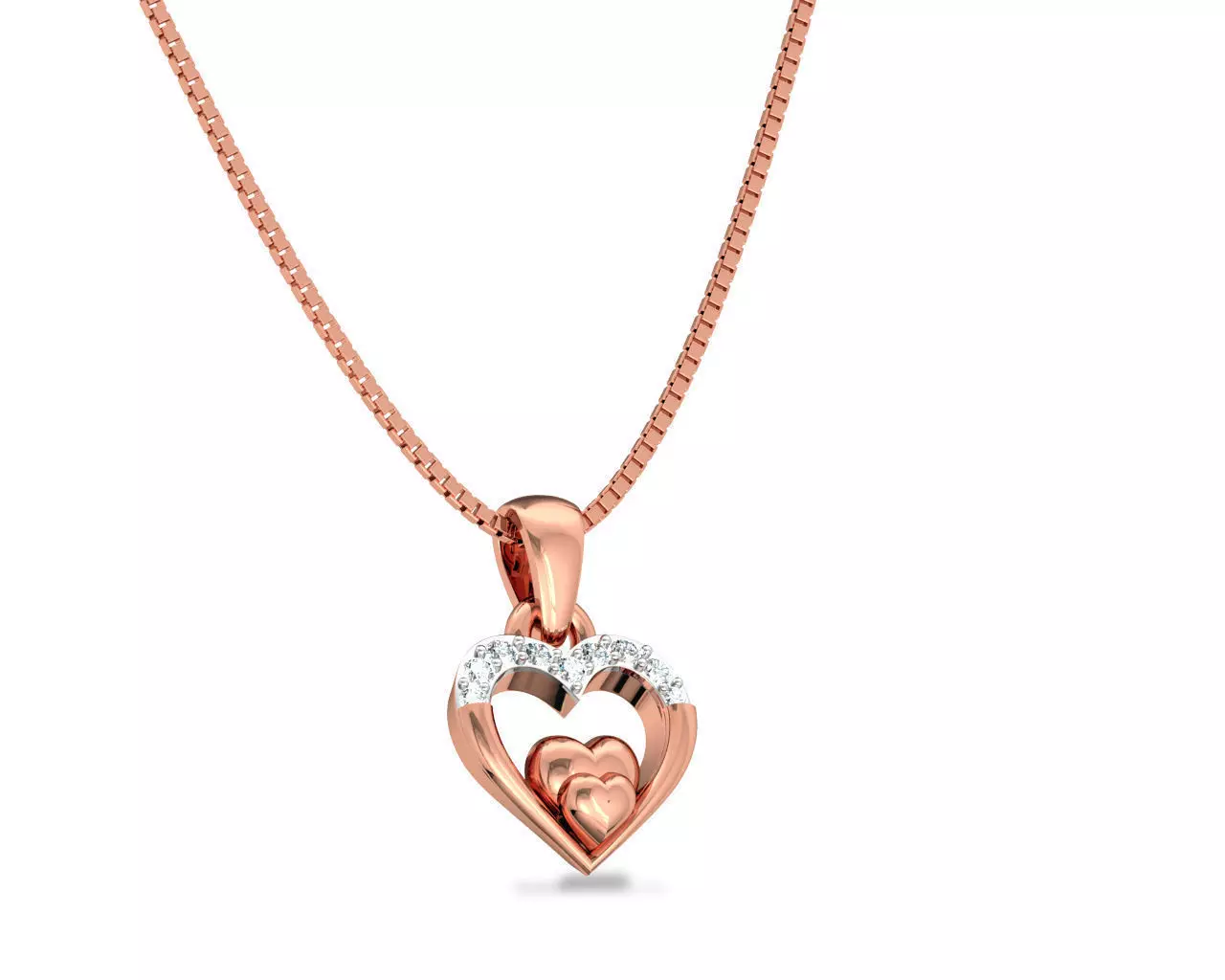 Heart Shaped Rose Gold Pendant With Diamonds 4 3D print model_0