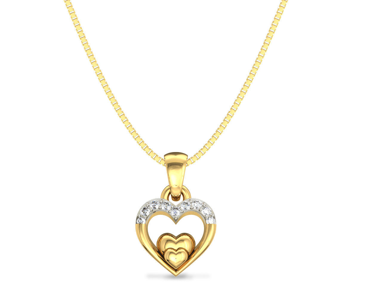 Heart Shaped Rose Gold Pendant With Diamonds 4 3D print model_12