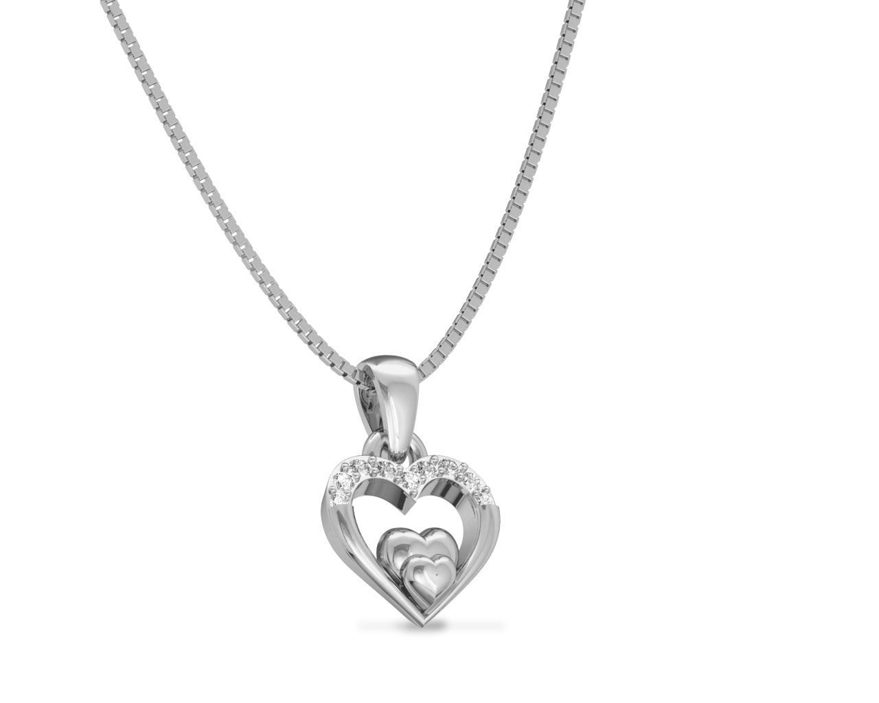 Heart Shaped Rose Gold Pendant With Diamonds 4 3D print model_1