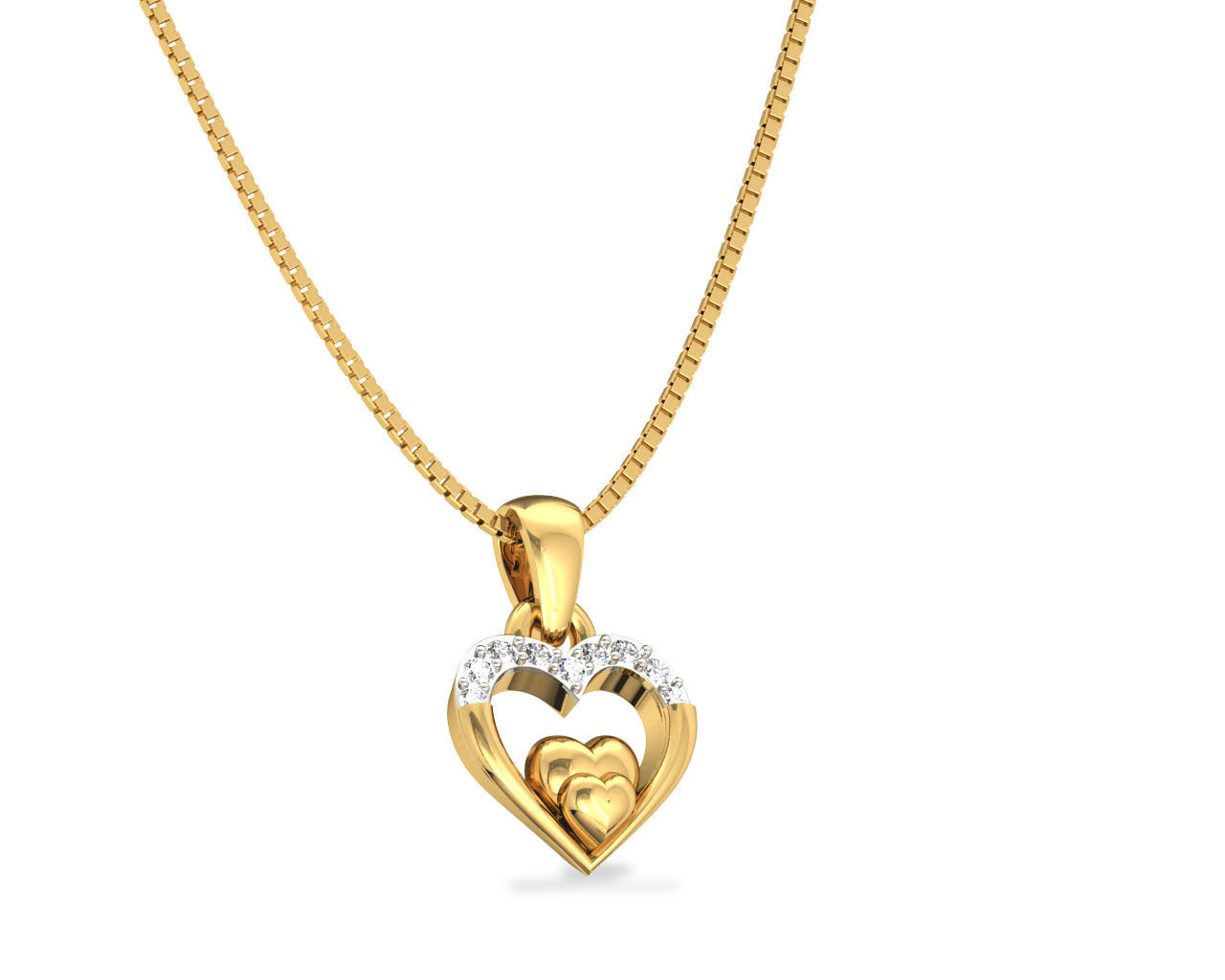 Heart Shaped Rose Gold Pendant With Diamonds 4 3D print model_2