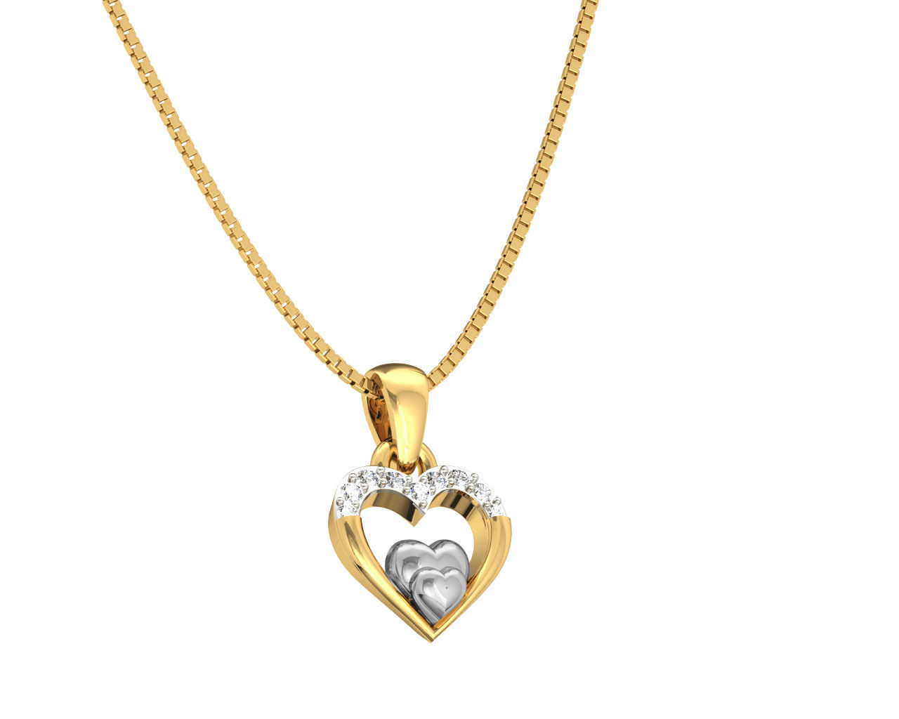 Heart Shaped Rose Gold Pendant With Diamonds 4 3D print model_4