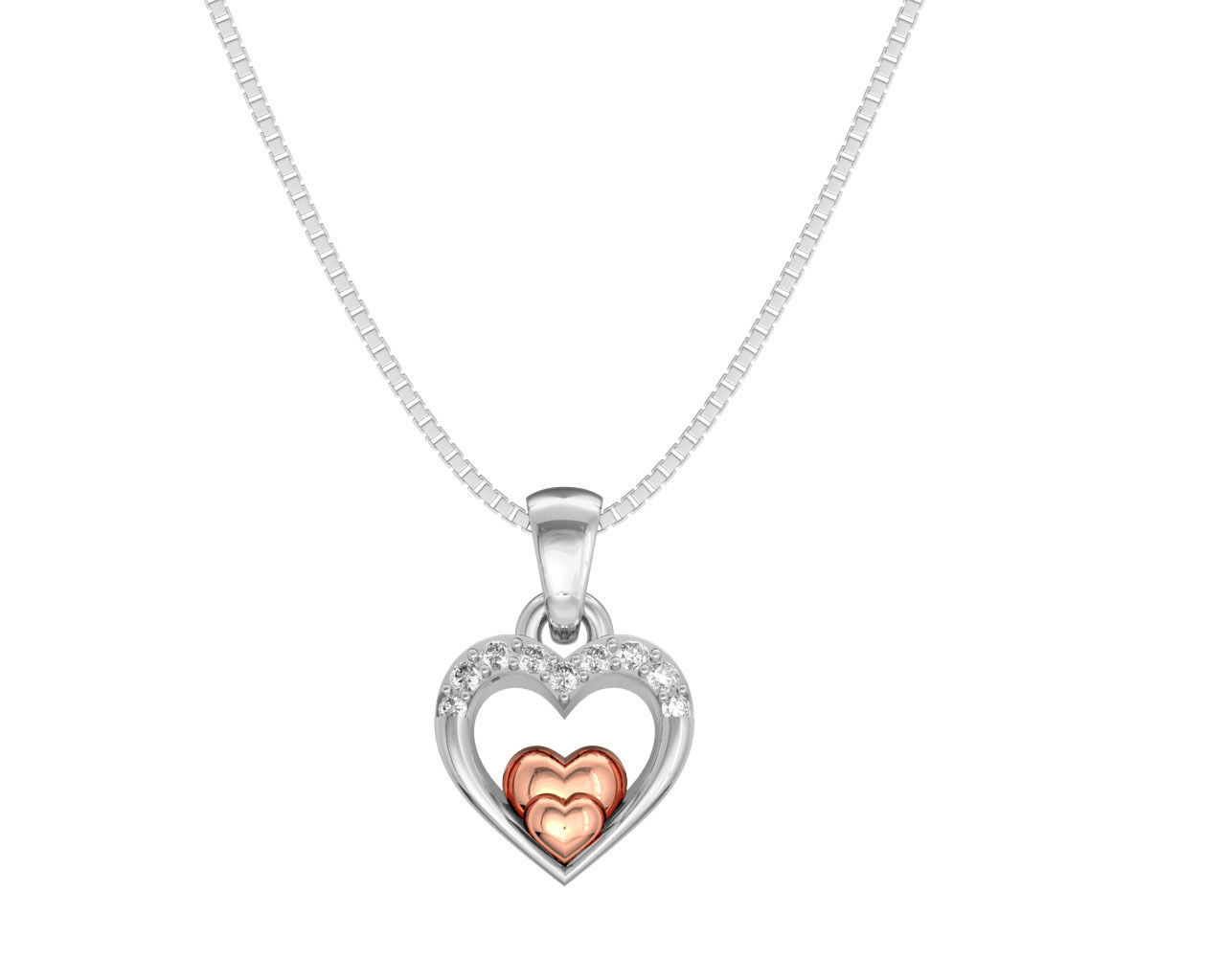 Heart Shaped Rose Gold Pendant With Diamonds 4 3D print model_15