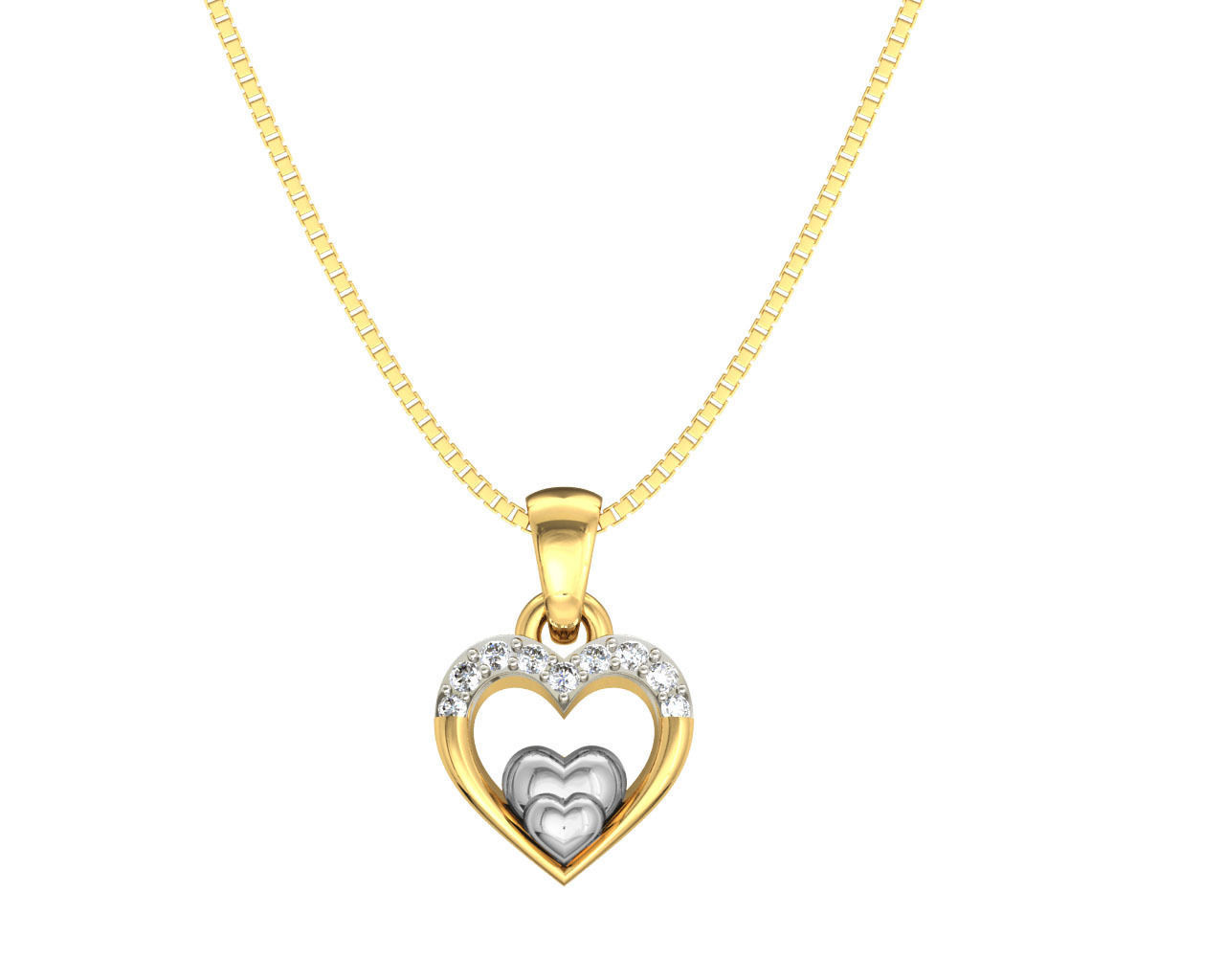 Heart Shaped Rose Gold Pendant With Diamonds 4 3D print model_13