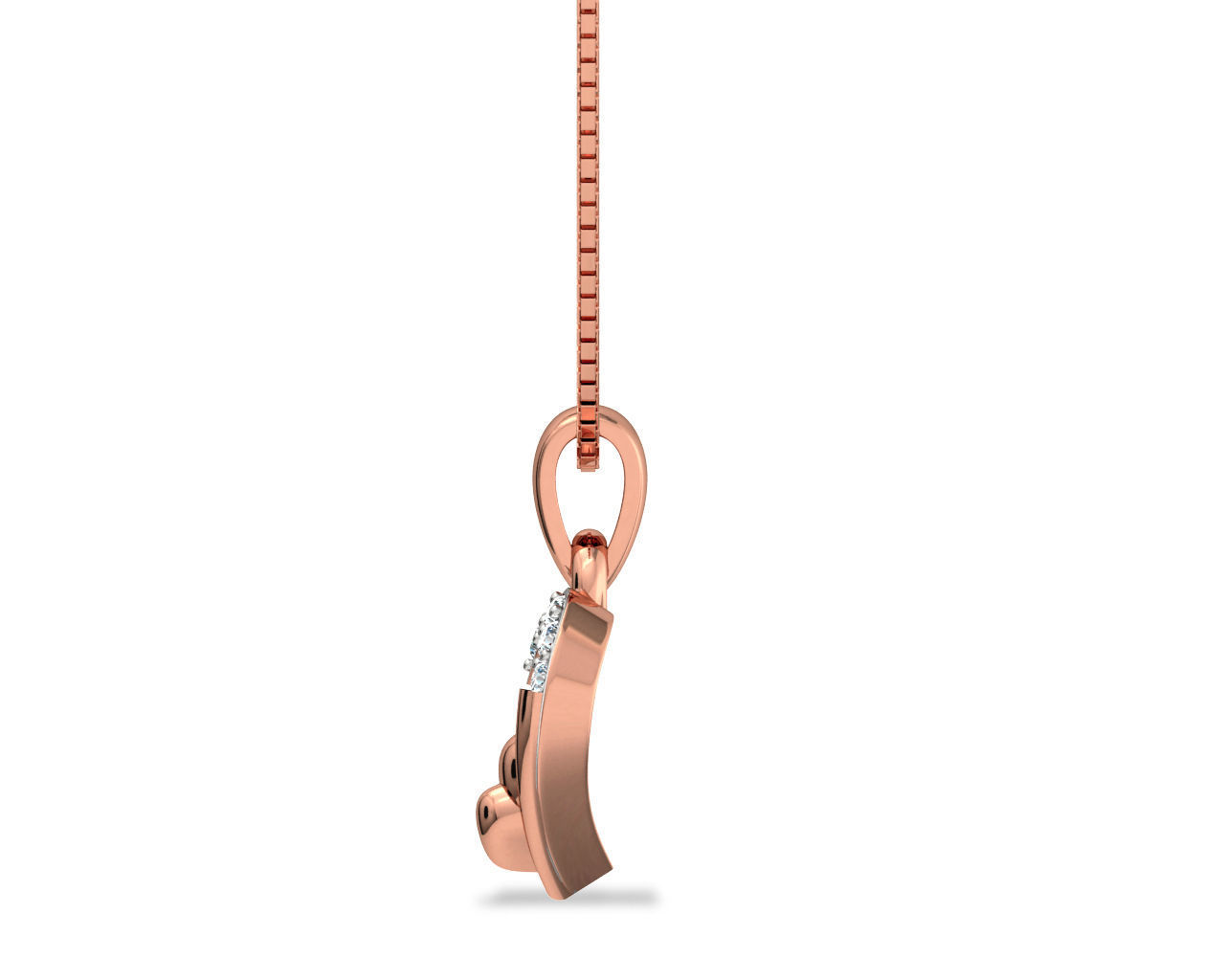 Heart Shaped Rose Gold Pendant With Diamonds 4 3D print model_5