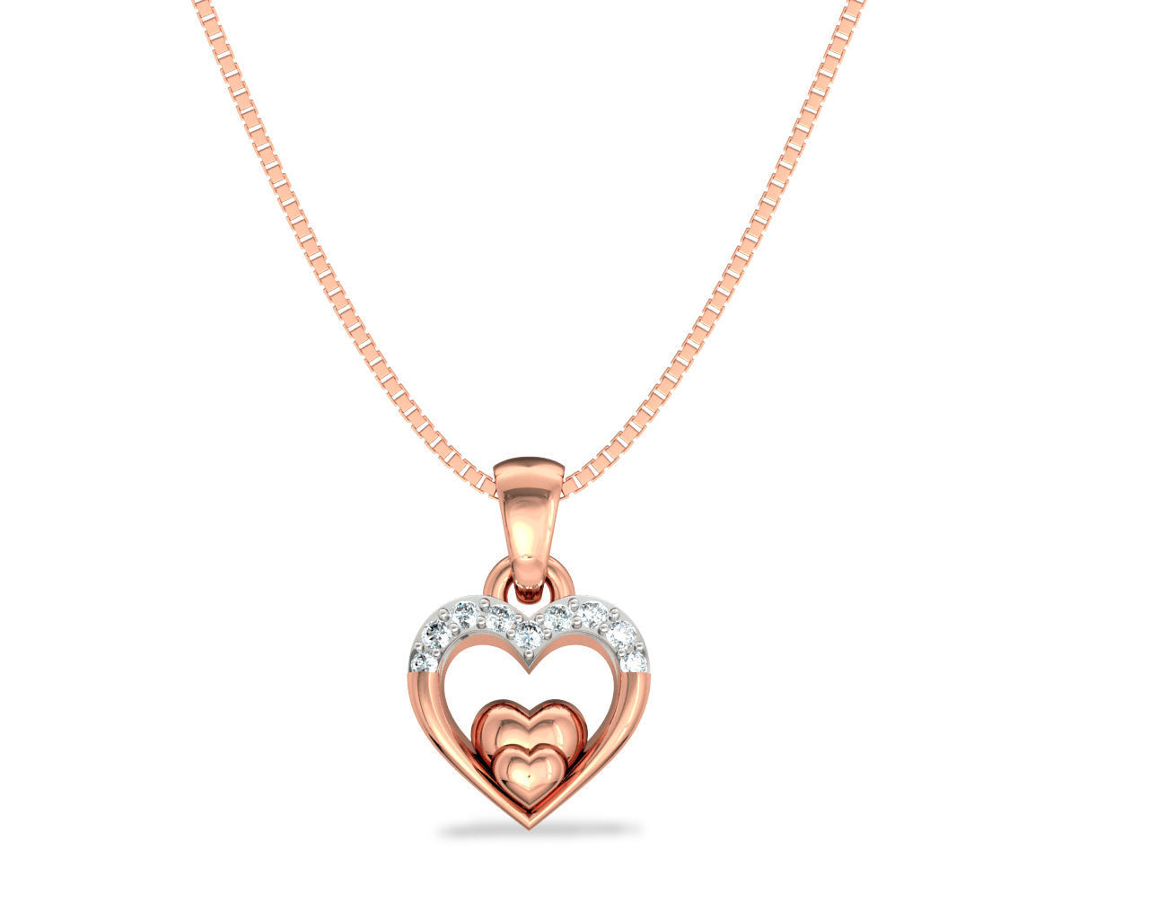 Heart Shaped Rose Gold Pendant With Diamonds 4 3D print model_10