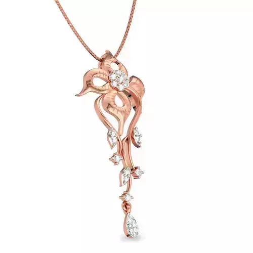 Floral Gold Pendant With Gemstones