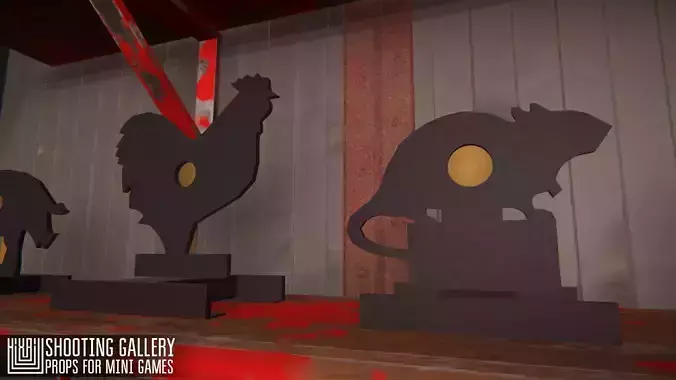 Shooting gallery - props for mini games Low-poly 3D model
