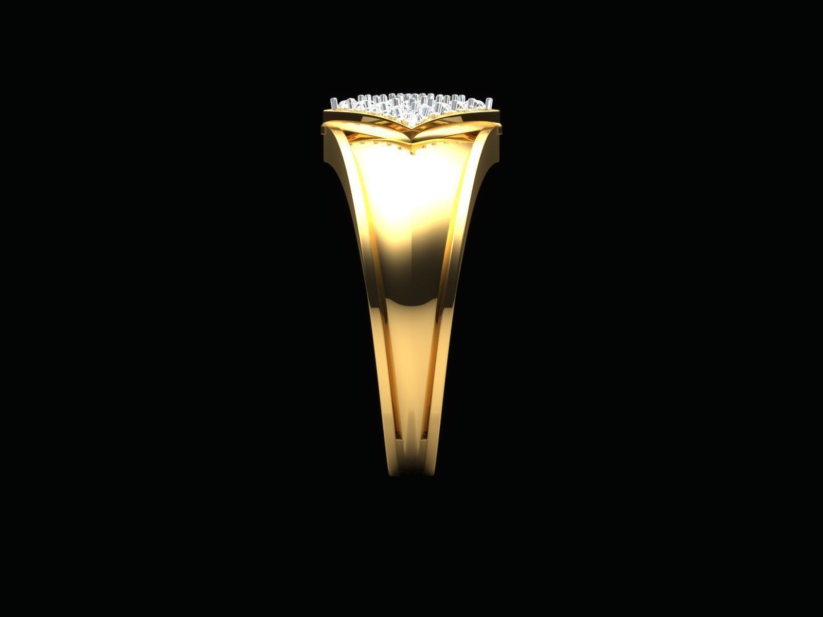 Gold Ring With Diamonds 13 3D print model_2