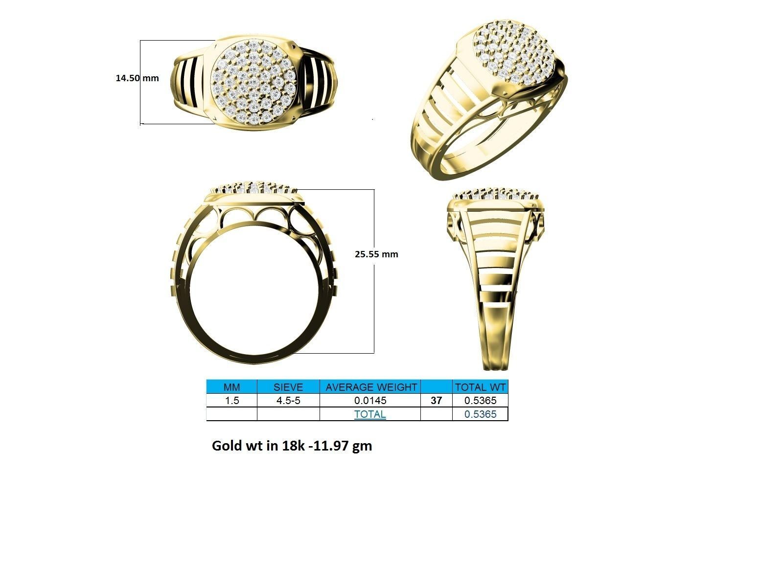 Round Gold Ring With Diamonds 3 3D print model_4