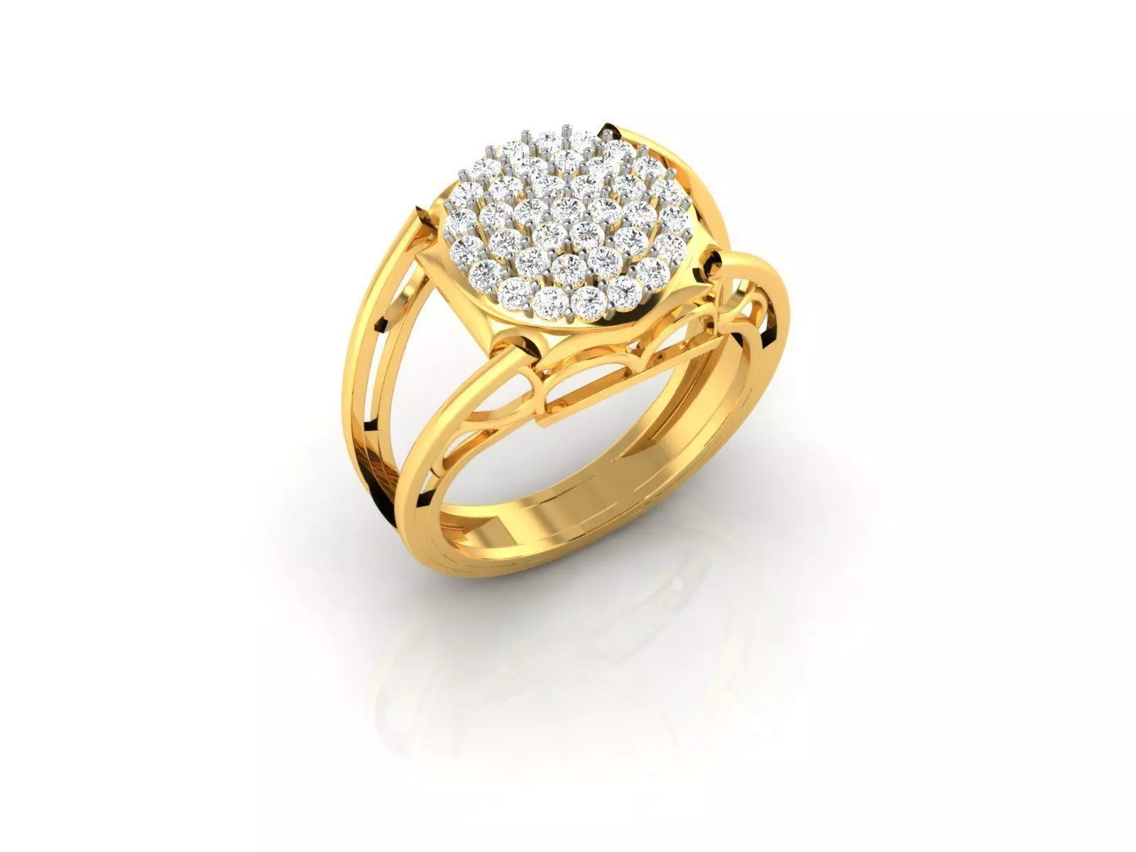 Round Gold Ring With Diamonds 3 3D print model_0