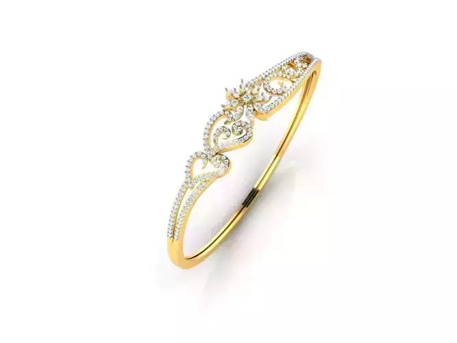 Floral Gold Engagement Ring With Diamonds 3