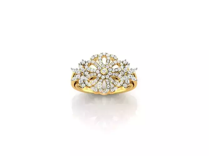 Flower Shaped Engagement Ring With Diamonds 61 3D print model