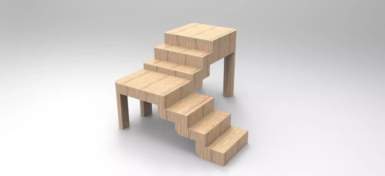 Ladder wooden table with stairs Free 3D model_0