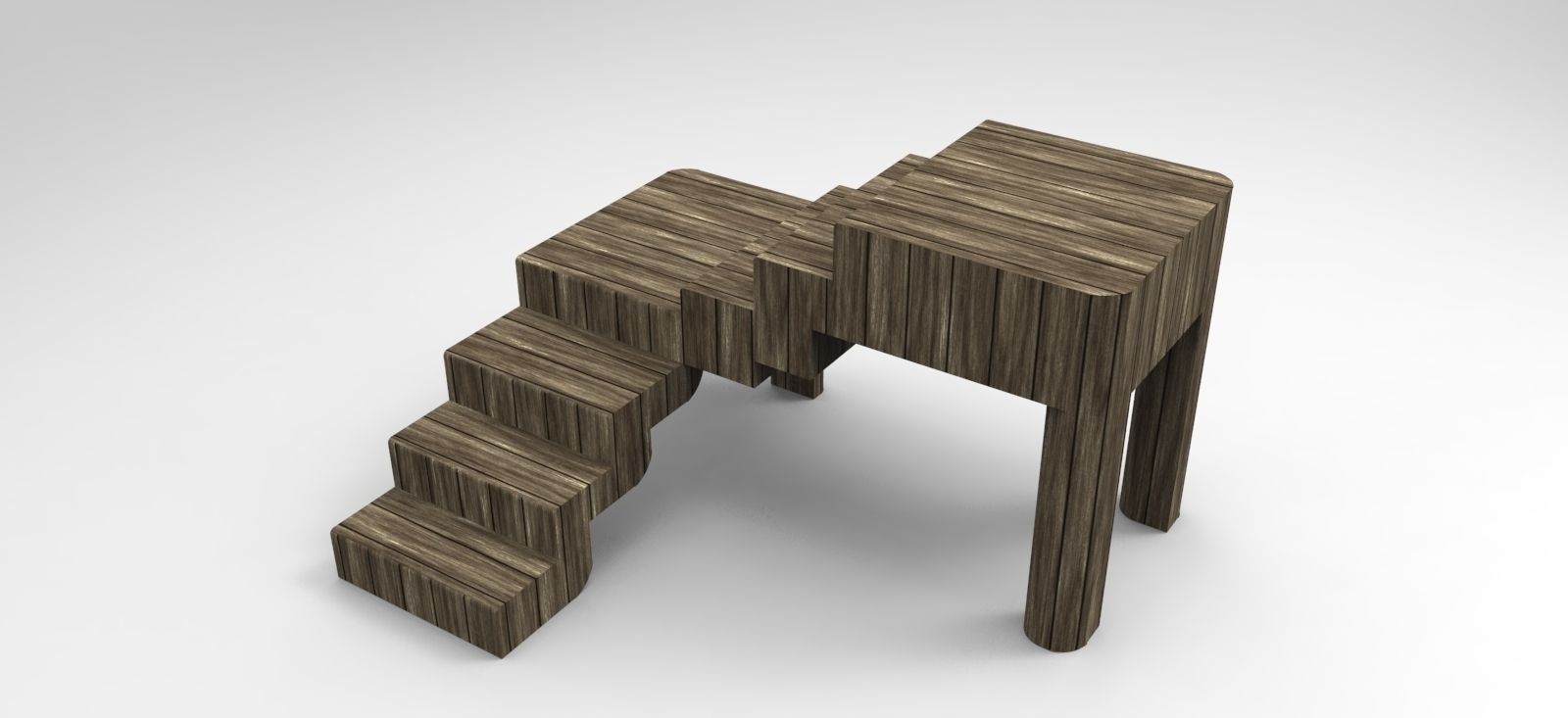 Ladder wooden table with stairs Free 3D model_4