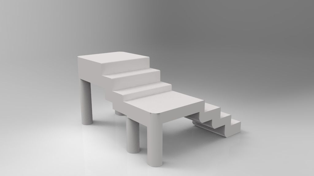Ladder wooden table with stairs Free 3D model_1
