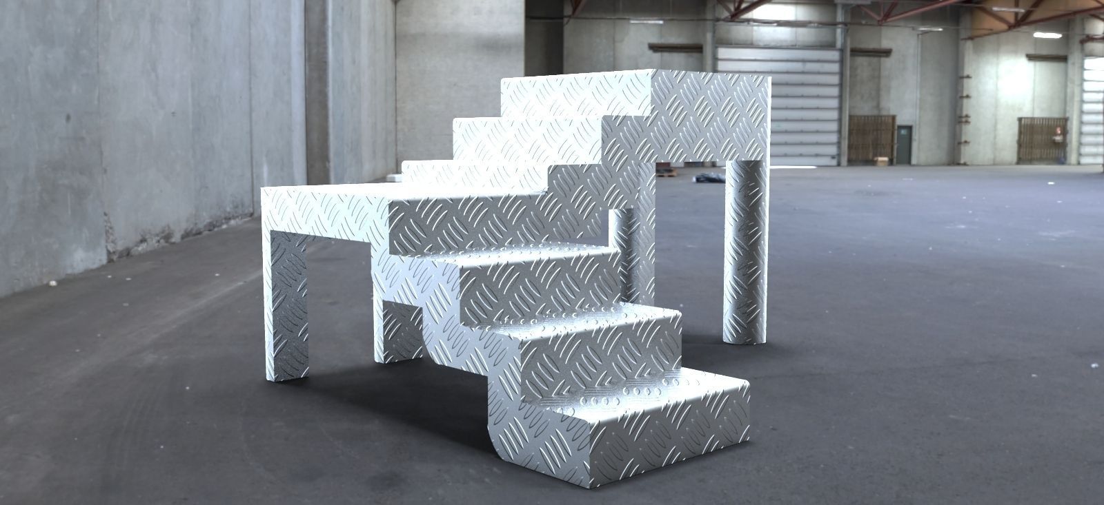 Ladder wooden table with stairs Free 3D model_3