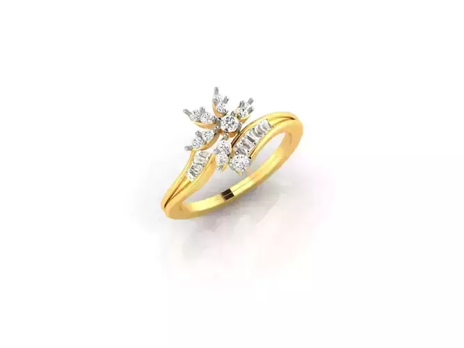 Floral Spiral Gold Ring With Diamonds