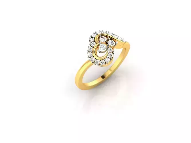 Loop Gold Ring With Diamonds