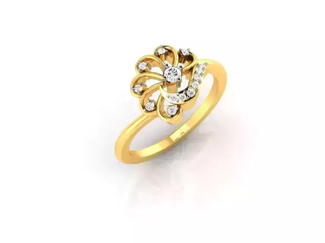 Flower Shaped Gold Ring With Diamonds 35