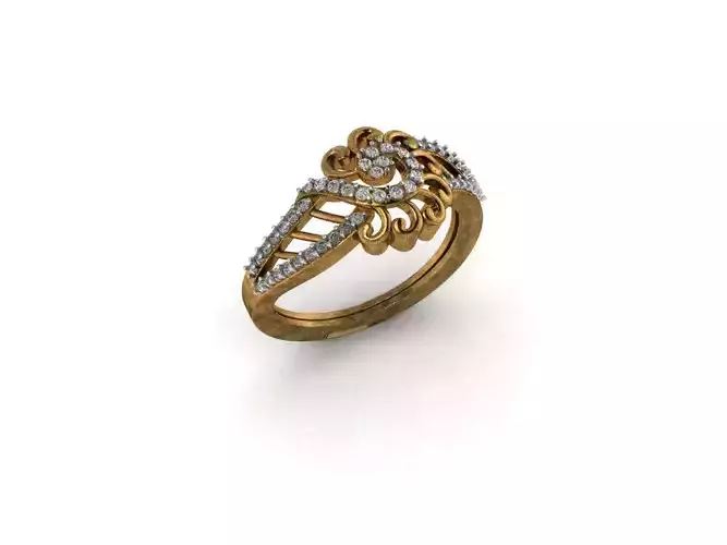 Floral Gold Ring With Diamonds 1