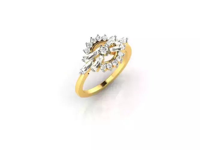 Flower Shaped Gold Ring With Diamonds 37