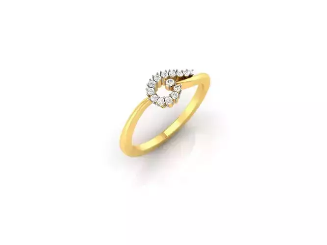 Loop Shaped Gold Ring With Diamonds