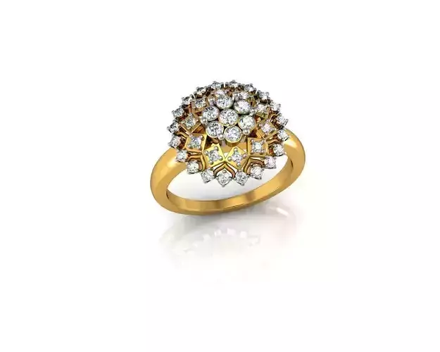Flower Shaped Gold Ring With Diamonds 38