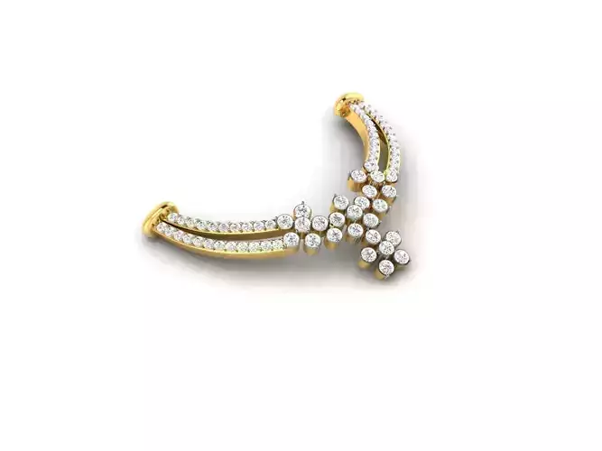 Floral Design Gold Necklace With Diamonds 21 3D print model