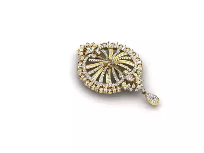 Round Shaped Gold Pendant With Diamonds 1