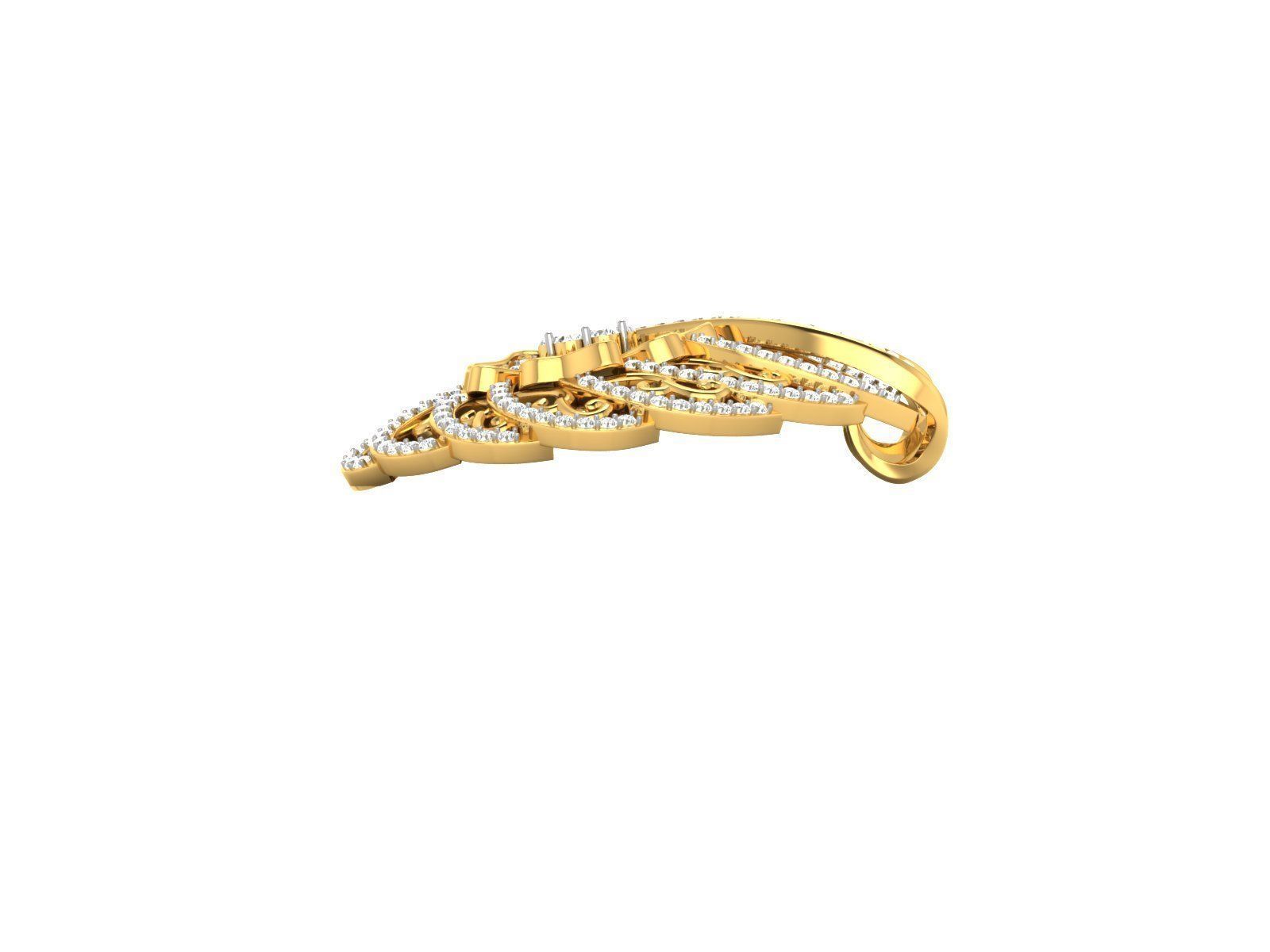 Drop Shape Floral Pendant With Diamonds 3D print model_1