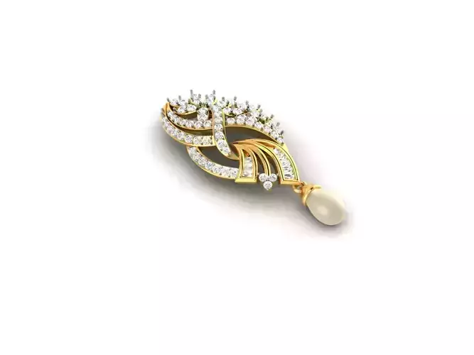 Gold Pendant With Diamonds and Pearl 2