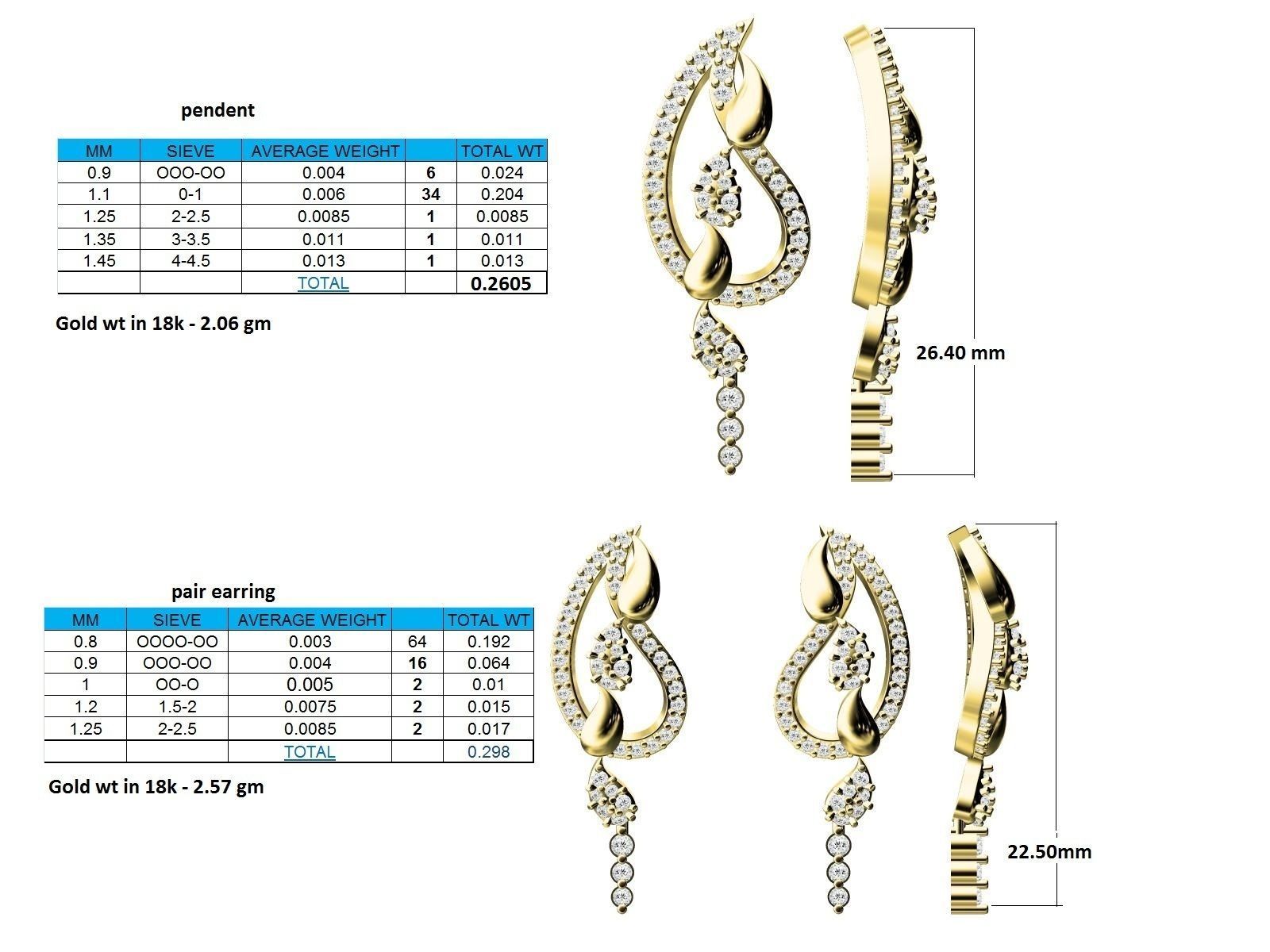 Mango Shaped Gold Pendant With Diamonds 1 3D print model_3