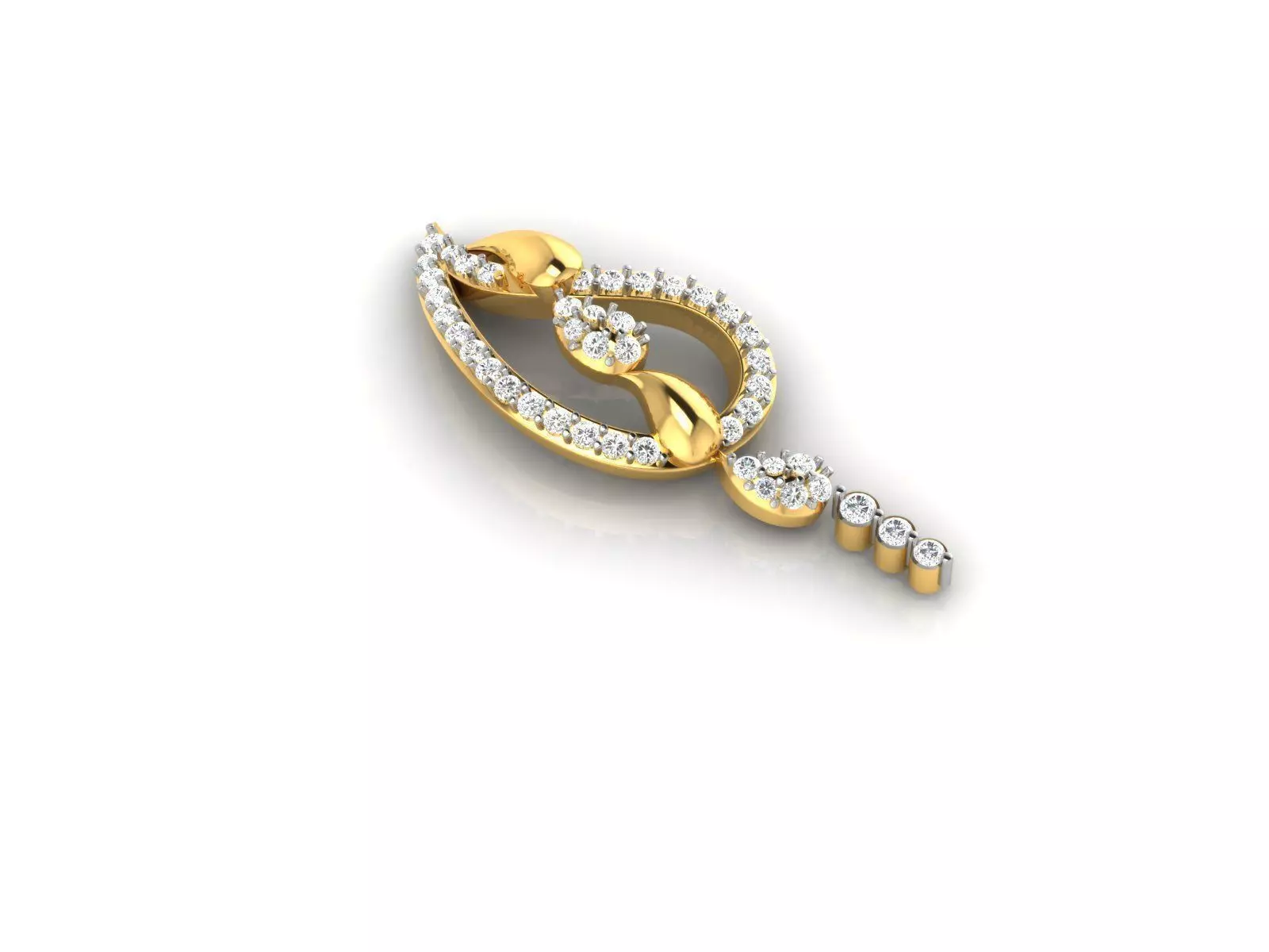 Mango Shaped Gold Pendant With Diamonds 1 3D print model_0