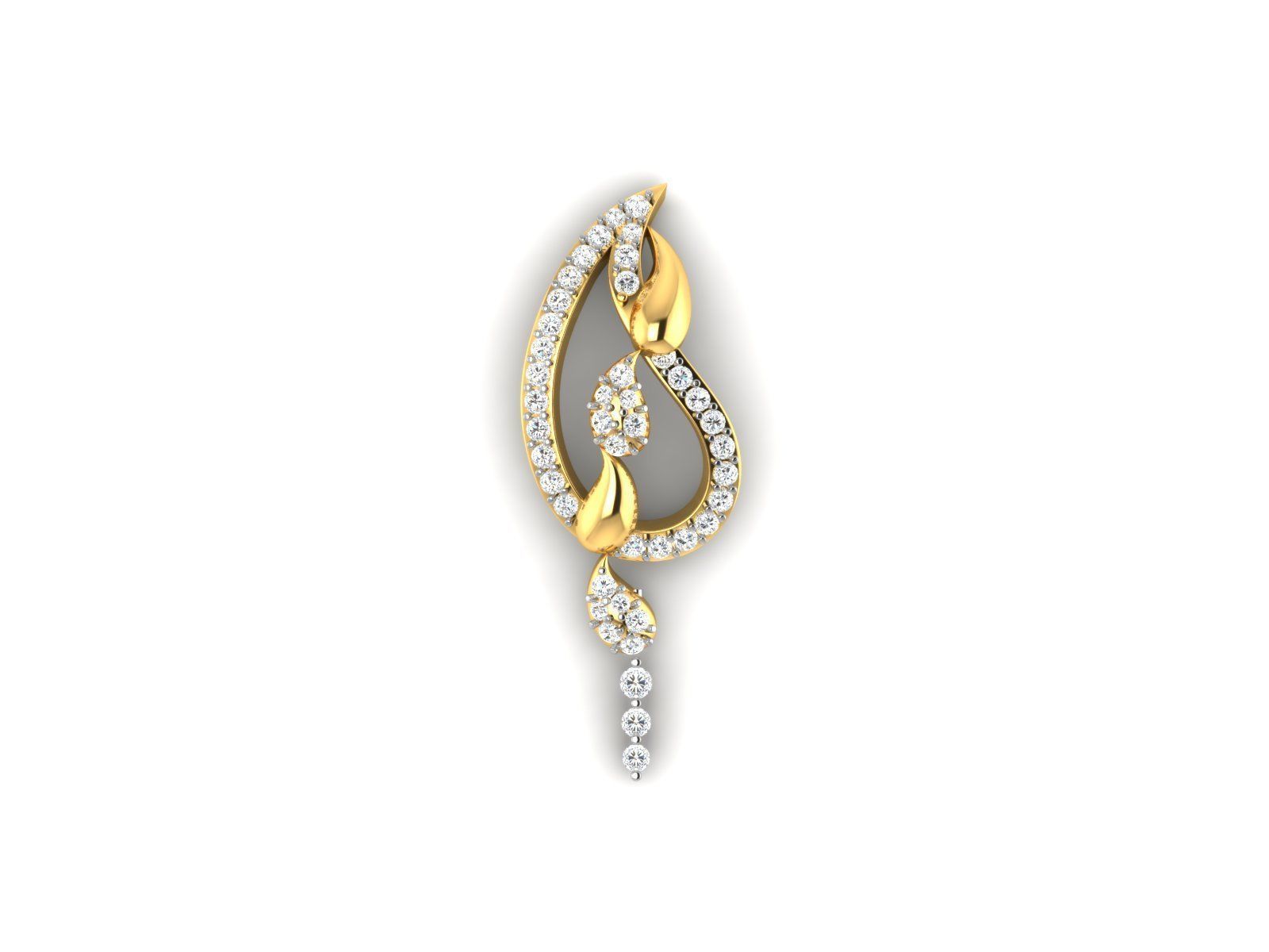 Mango Shaped Gold Pendant With Diamonds 1 3D print model_2