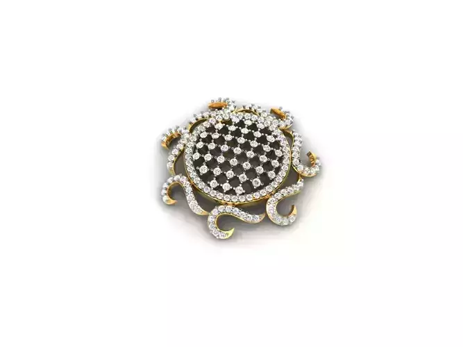 Flower Shaped Gold Pendant With Diamonds 3