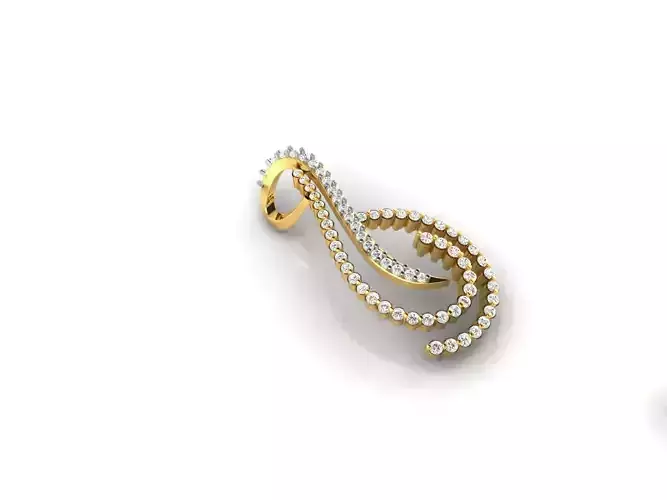 Swirl Loop Gold Pendant With Diamonds