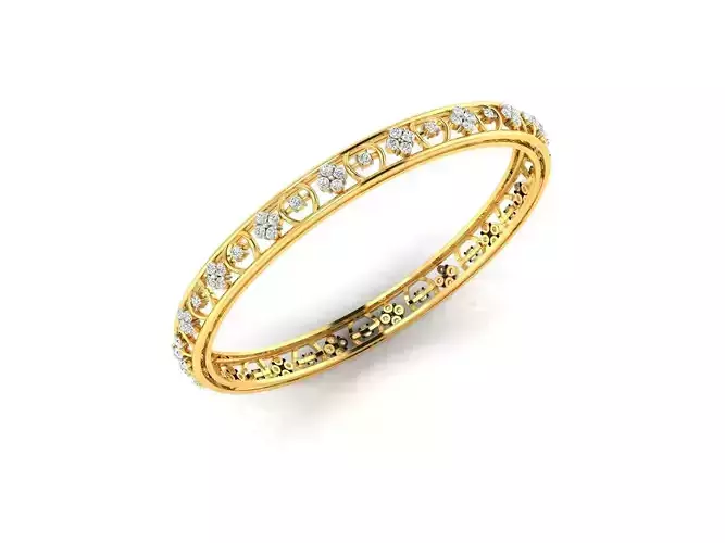 Floral Design Gold Ring With Diamonds 19